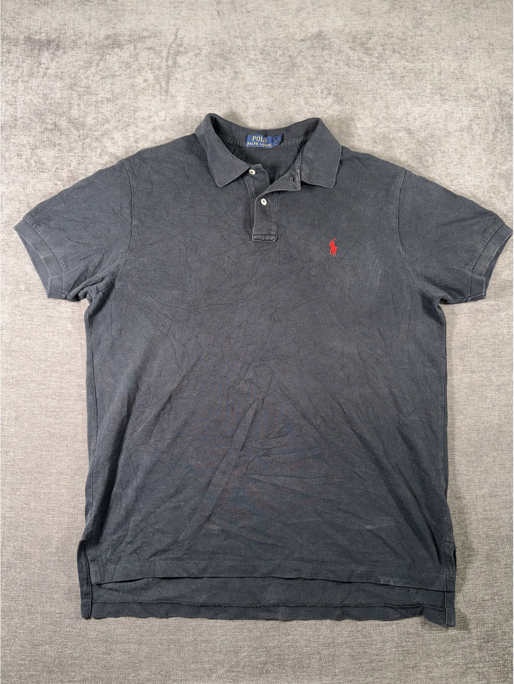 Polo Ralph Lauren Classic Black Polo Shirt with Red Logo - Size Large